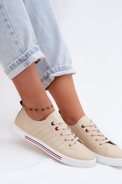 lässige Schuhe Turnschuhe FemininImitacji Skóry Beige Tulum