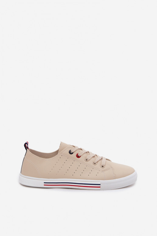 Casual sneakers van faux leather in zandkleur Tulum
