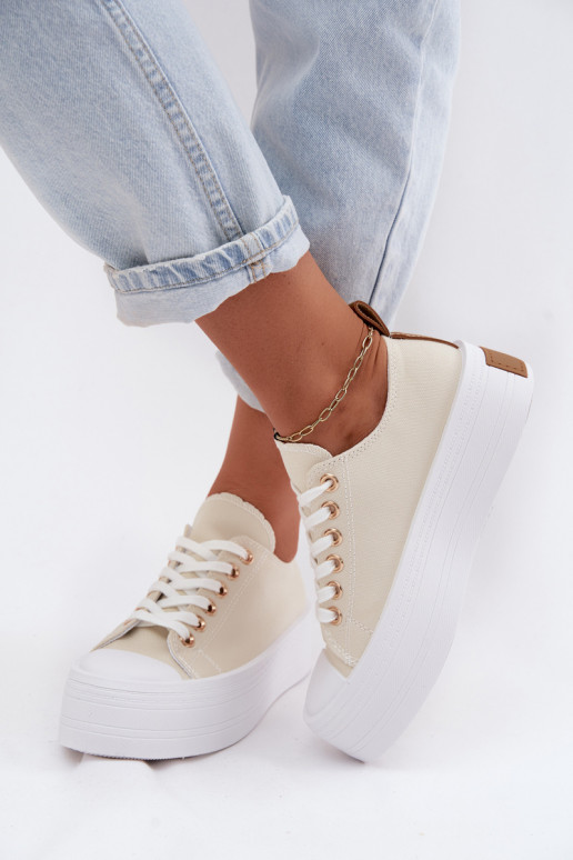 Chaussures décontractées beiges avec plateforme Amalfi