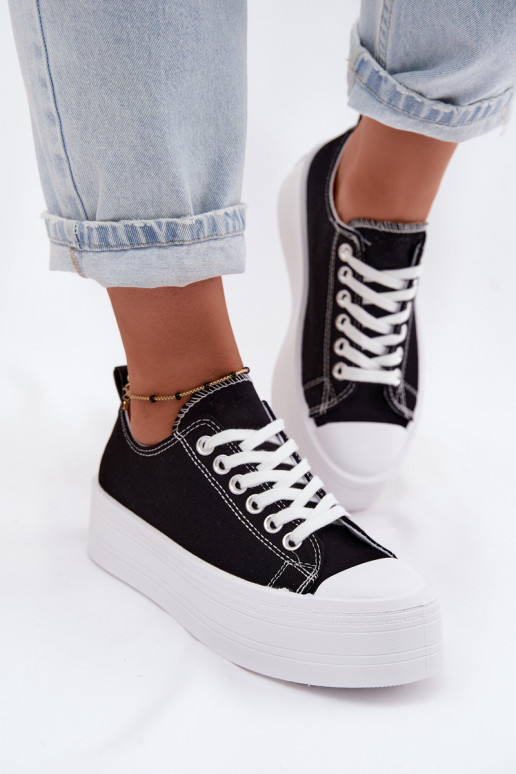 Freizeitschuhe mit einer Plattform schZuarze Farbe Amalfi