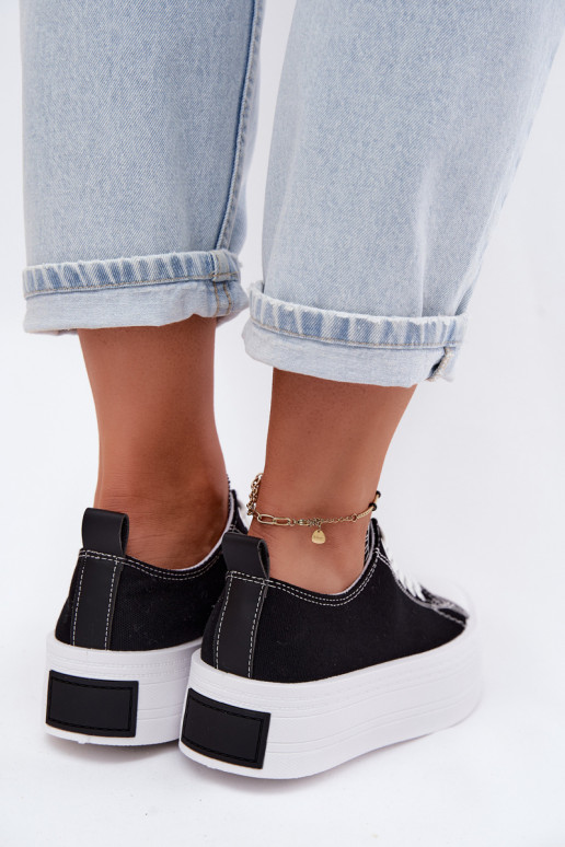 Schwarze Freizeitschuhe mit Plattform Amalfi