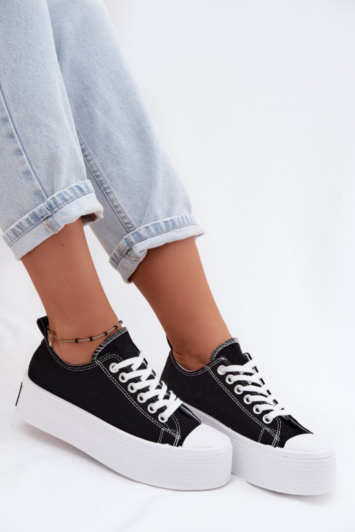 Schwarze Freizeitschuhe mit Plattform Amalfi
