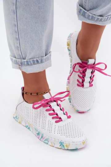 Peau chaussures Féminin avec des lacets couleur blanche Cadiz