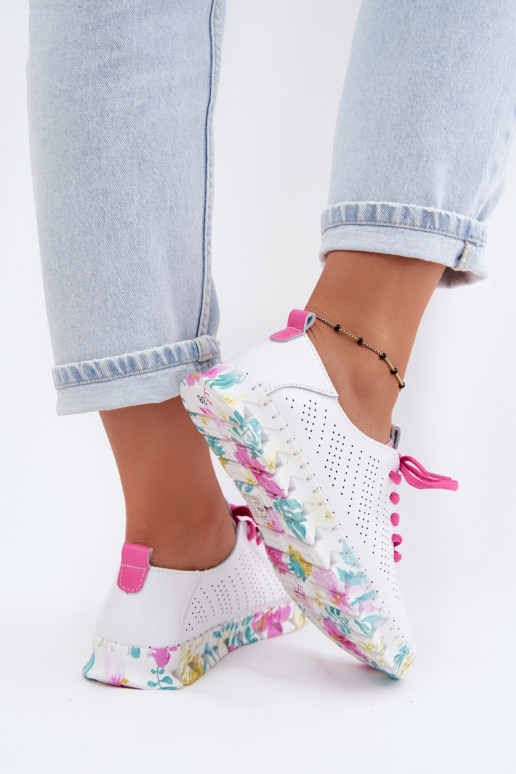 Peau chaussures Féminin avec des lacets couleur blanche Cadiz