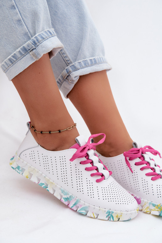 Chaussures en cuir blanches pour femmes à lacets Cadiz