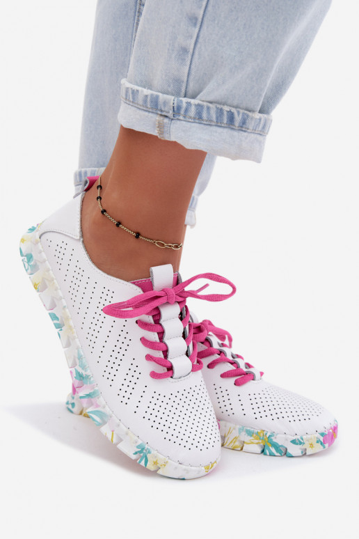 Peau chaussures Féminin avec des lacets couleur blanche Cadiz