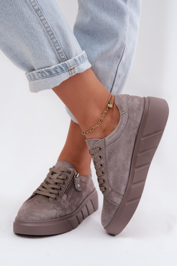 Chaussures à plateforme pour femmes en daim synthétique couleur sable Luna 2