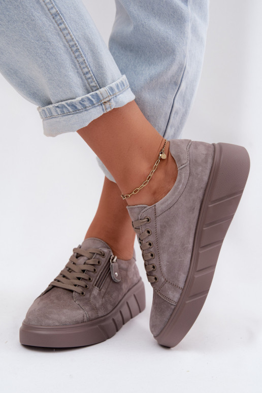 schoenen DamesOpturalnego van suèdeu met platform beige Lunis