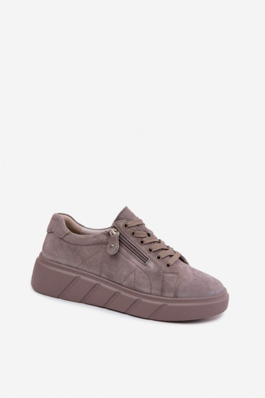 schoenen DamesOpturalnego van suèdeu met platform beige Lunis