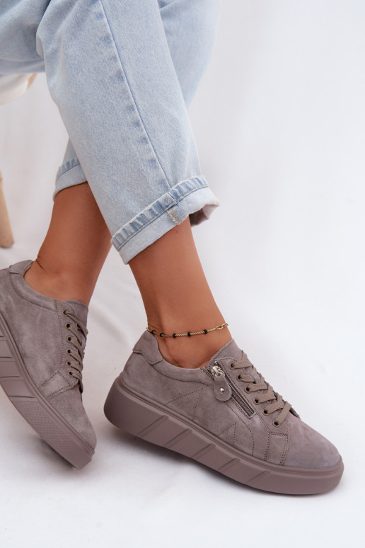 Dames platform schoenen van faux suede in zandkleur Luna