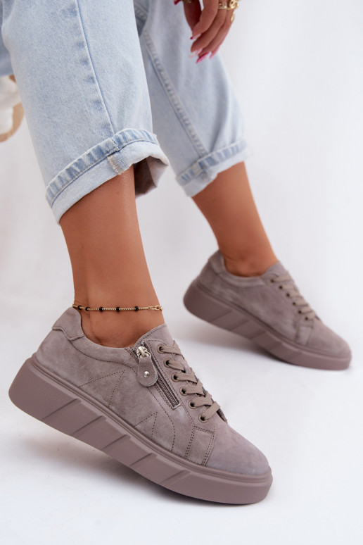 Dames platform schoenen van faux suede in zandkleur Luna