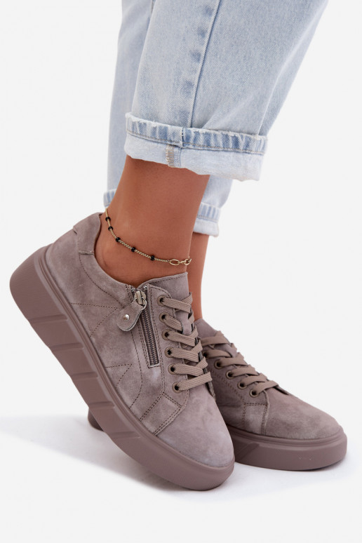 Schuhe FemininErmöglichtturalnego aus INildlederu mit einer Plattform Beige Lunis