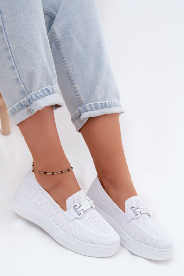 Dames platform schoenen met ornamenten in witte kleur Freshy