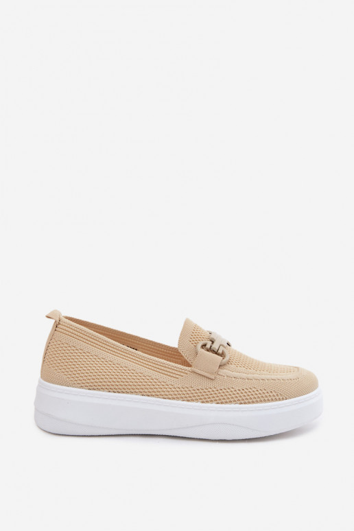 Dames platform schoenen met ornamenten in zandkleur Freshy
