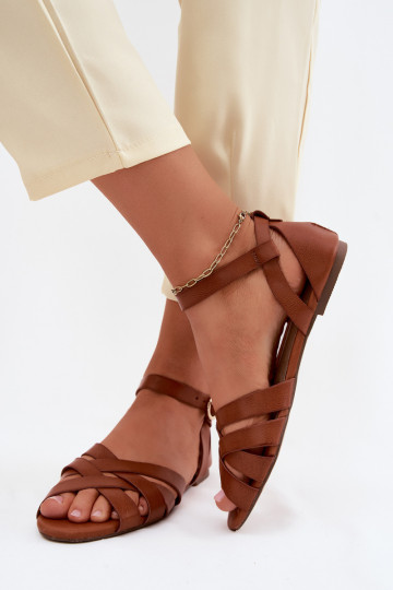 Sandalen voor dames Met Strepen Eko Leer bruine kleur Lagos 2
