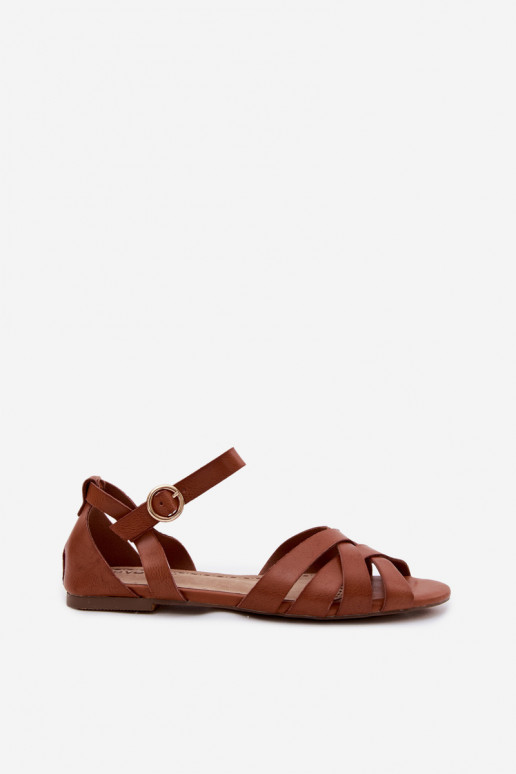 Sandalen voor dames Met Strepen Eko Leer bruine kleur Lagos