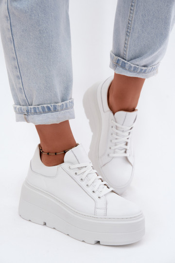 Leer Sneakers model schoenen met platform Zazoo N1000S3 Initte kleur
