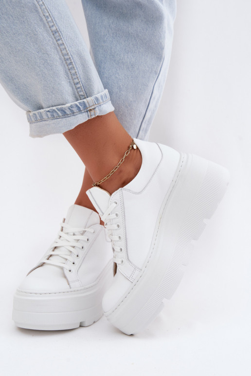 Leer Sneakers model schoenen met platform Zazoo N1000S3 Initte kleur