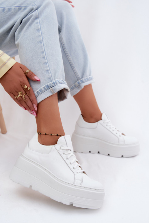 Leer Sneakers model schoenen met platform Zazoo N1000S3 Initte kleur