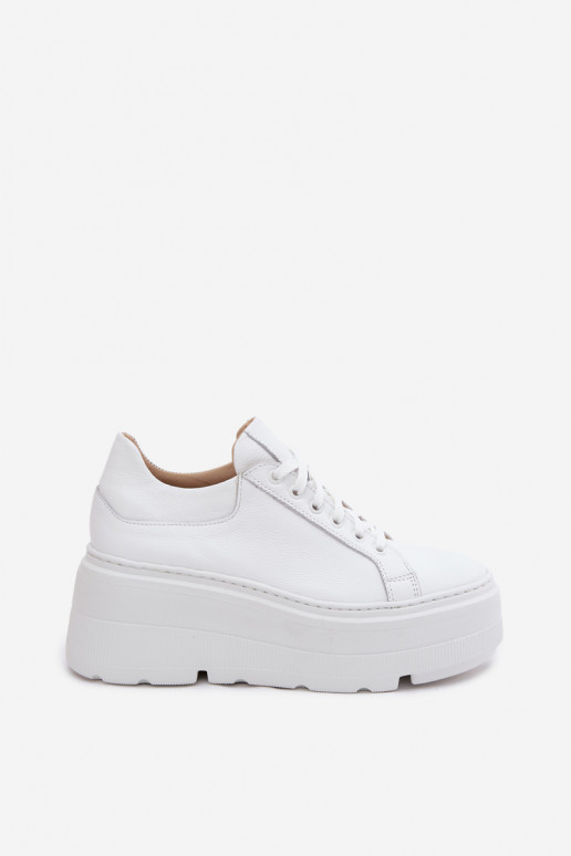 Peau Chaussures modèle baskets avec une plateforme Zazoo N1000S3 couleur blanche