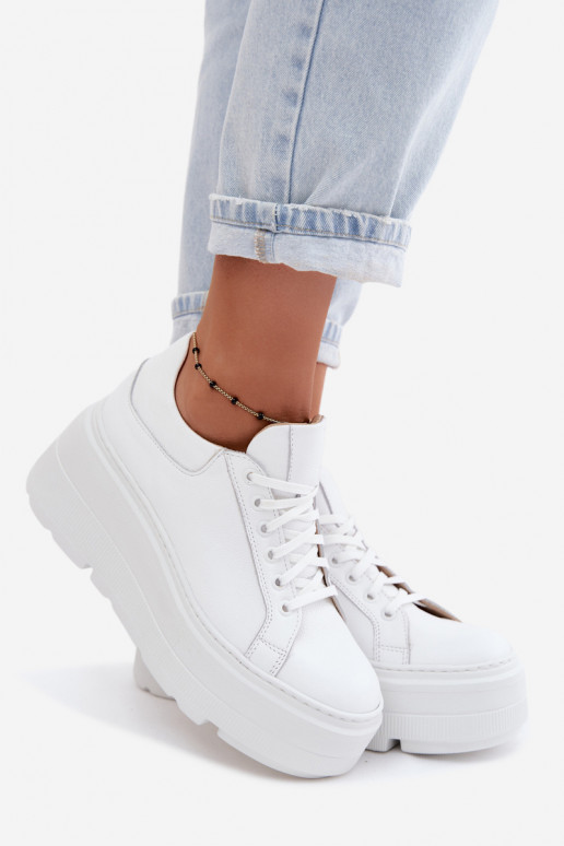 Dames sneakers met platform in witte kleur Zazoo N1000S3