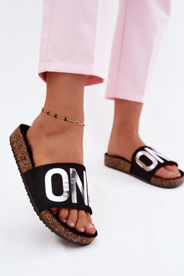 Dames slippers met platform in zwarte kleur ONE Vinceza 22-2217 2