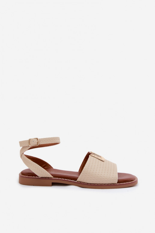 Sandales plates pour femmes Ze couleur doréem Detalem Vinceza 73505 beige
