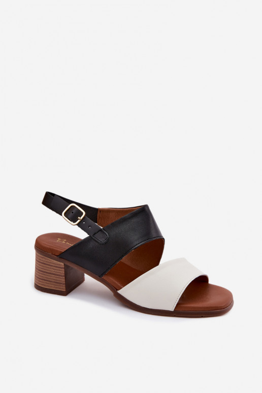 Dames sandalen met hak in zand- en zwarte kleur Tai turiciejka E7396-01