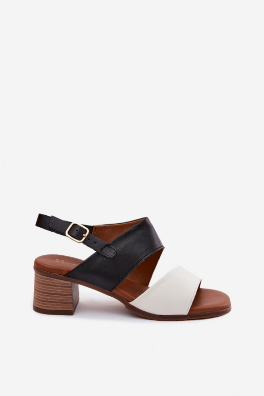Dames sandalen met hak in zand- en zwarte kleur Tai turiciejka E7396-01
