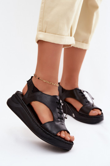 Damen-Platform-Sandalen in Schwarz Tai turiciejka I7646-01 2