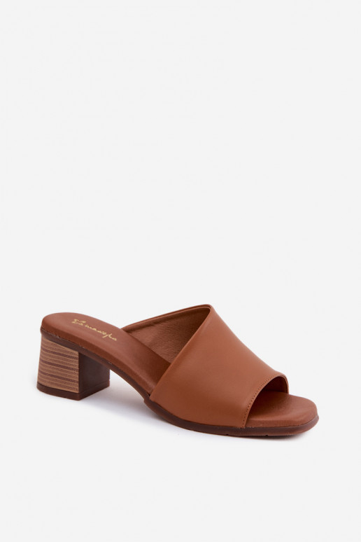 Braune Leder-Damenschuhe mit Absatz