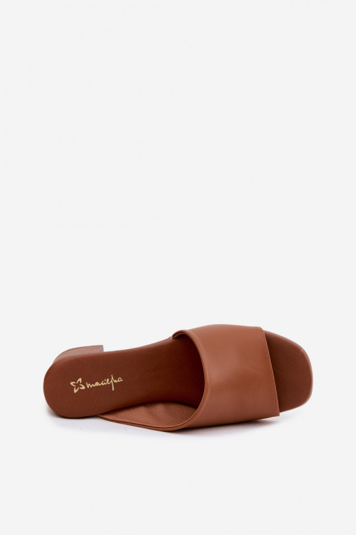 Leren pantoffels Dames met hakken Het heeftciejka E7395-29 bruine kleur