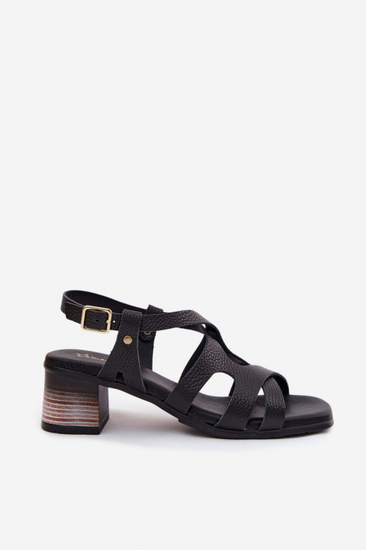 Haut Damen-Sandalen mit hohen Absätzen Es mussciejka E7399-01 schZuarze Farbe