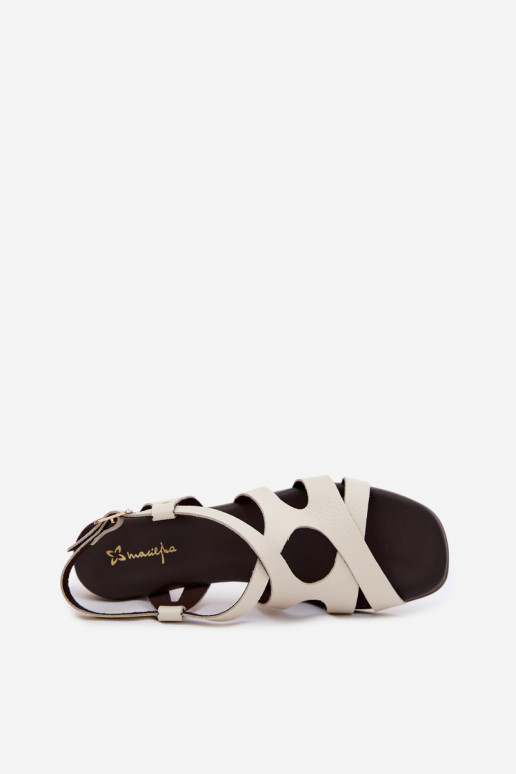 Ivoor dames sandalen met hoge hak