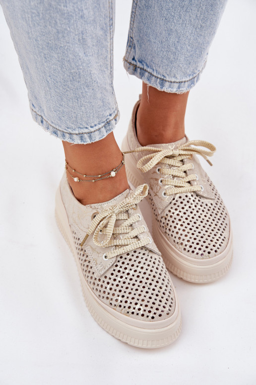 Ausschnitt Wildleder Damen Plattformschuhe in sand-gold Artiker 56C2108