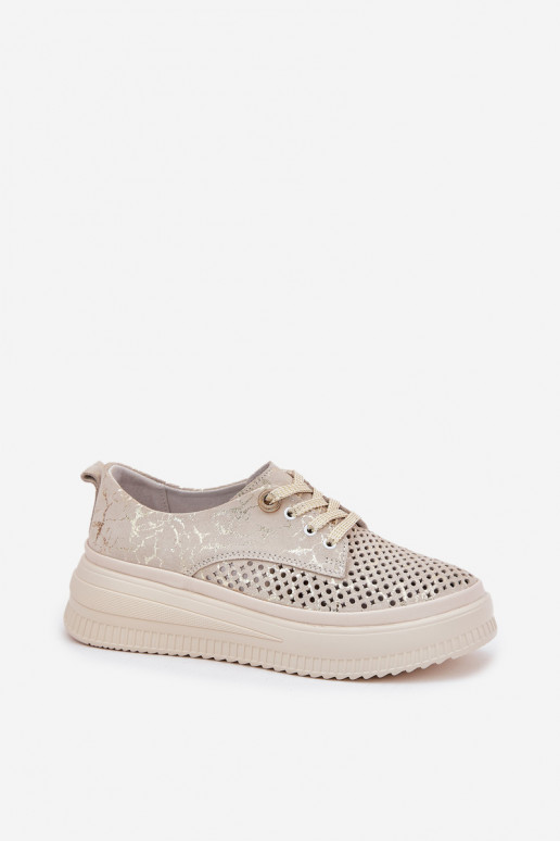 Ausschnitt Wildleder Damen Plattformschuhe in sand-gold Artiker 56C2108