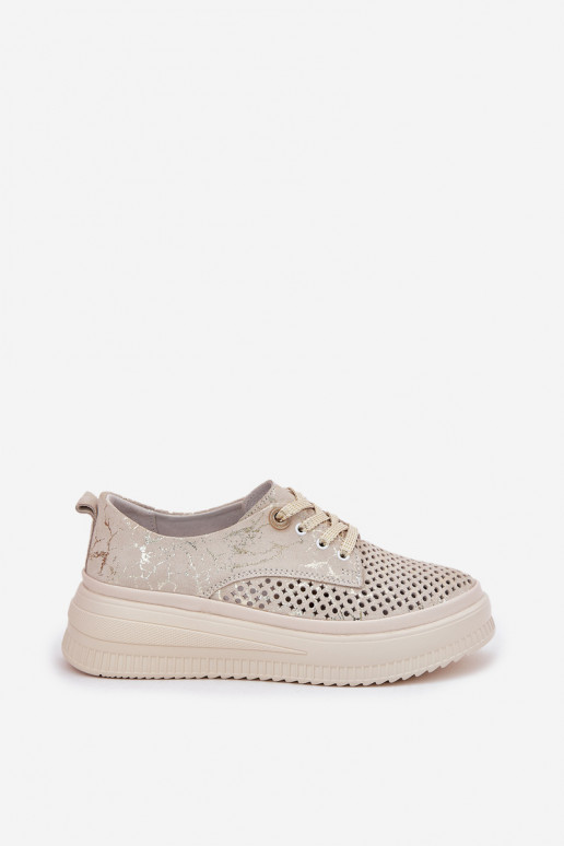 Chaussures à plateforme en daim découpé pour femmes de couleur sable-or Artiker 56C2108