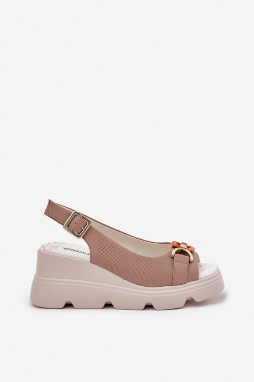 Damensandalen Feminin mit einer Plattform und Plattform mit Ornamenten Artiker 56C2208 Beige