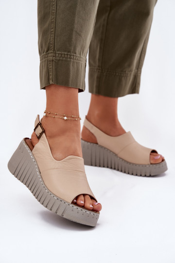 Dames sandalenOpturalnej Skóry met platform Artiker 56C0957 beige 2