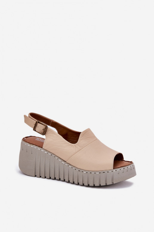 Sandales pour femmesActivéturalnej Skóry avec une plateforme Artiker 56C0957 beige