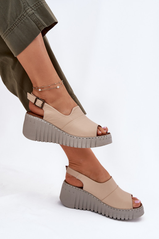 Dames sandalenOpturalnej Skóry met platform Artiker 56C0957 beige