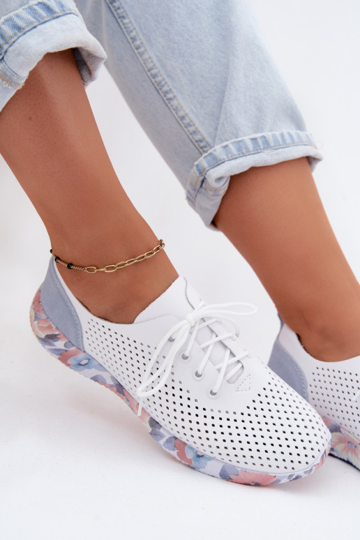 Leer schoenen Dames met veters met platform Artiker 58C0586 INit-blauIn