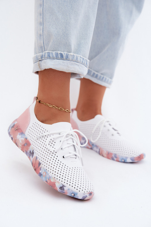 Leer schoenen Dames met veters met platform Artiker 58C0587 INit-roze