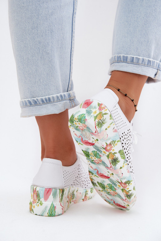 Leer met elementen van opengeInerkt schoenen Dames met platform Artiker 54C1604 Initte kleur