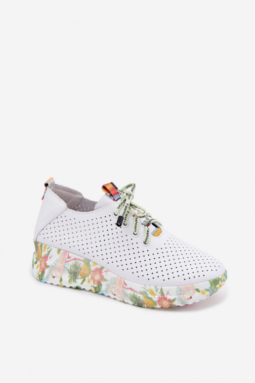 Chaussures en cuir à plateforme de couleur blanche Artiker 58C0598