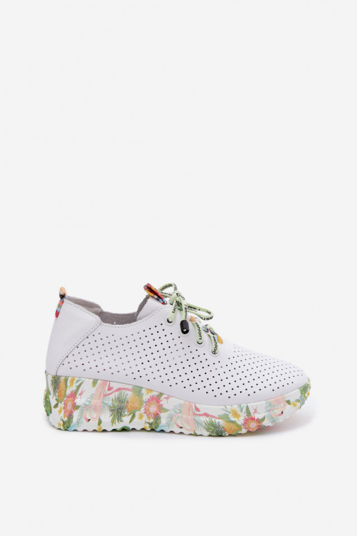 Chaussures en cuir à plateforme de couleur blanche Artiker 58C0598