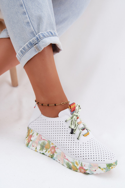 Leren platform schoenen in witte kleur Artiker 58C0598