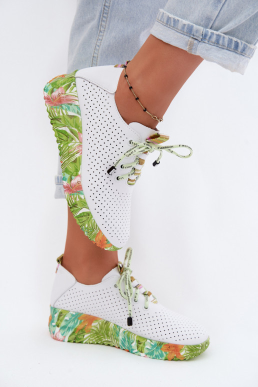Leer schoenen met platform Artiker 58C0600 INit-groene kleur