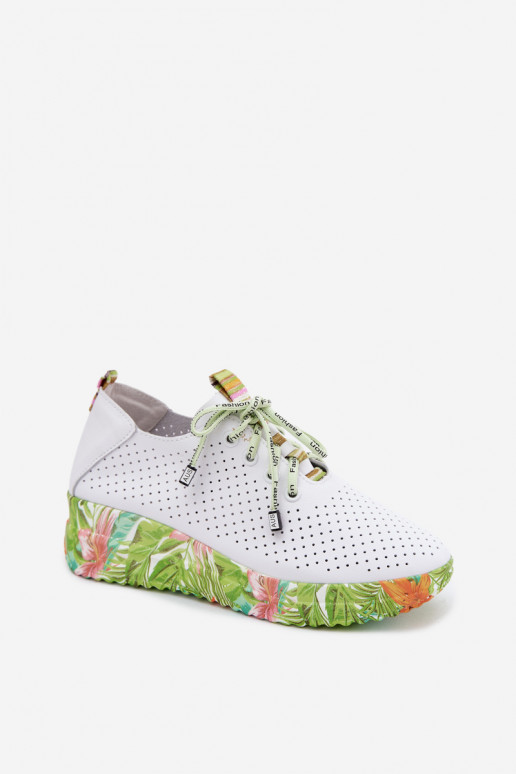Leer schoenen met platform Artiker 58C0600 INit-groene kleur