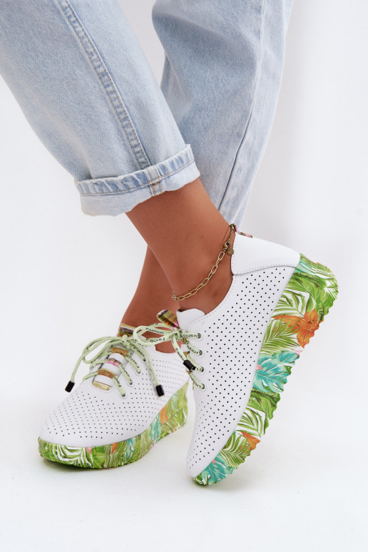 Lederplattformschuhe in weiß-grün Artiker 58C0600